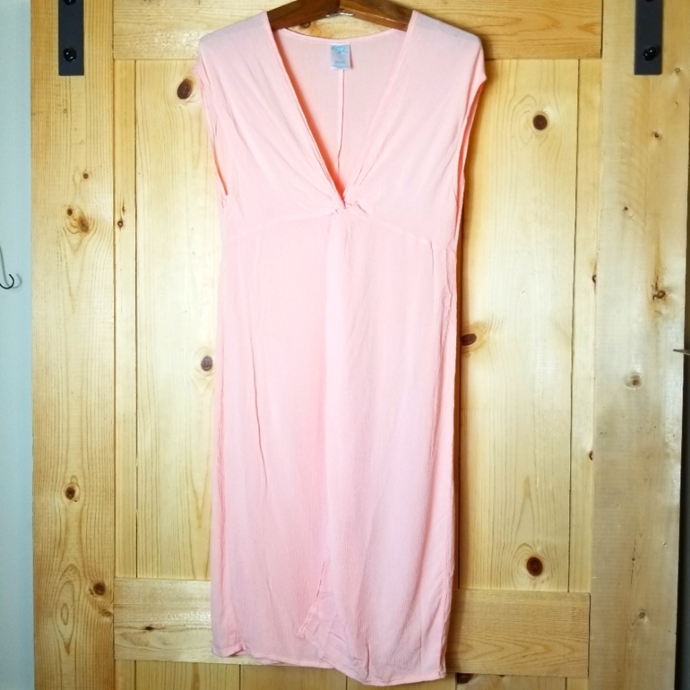 Kona Sol Twisted Knot Slit Front Midi Cover-Up Dress